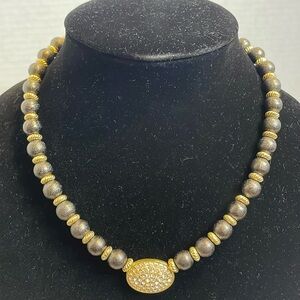 PURE Jewelry Co. Necklace with oval rhinestones medallion